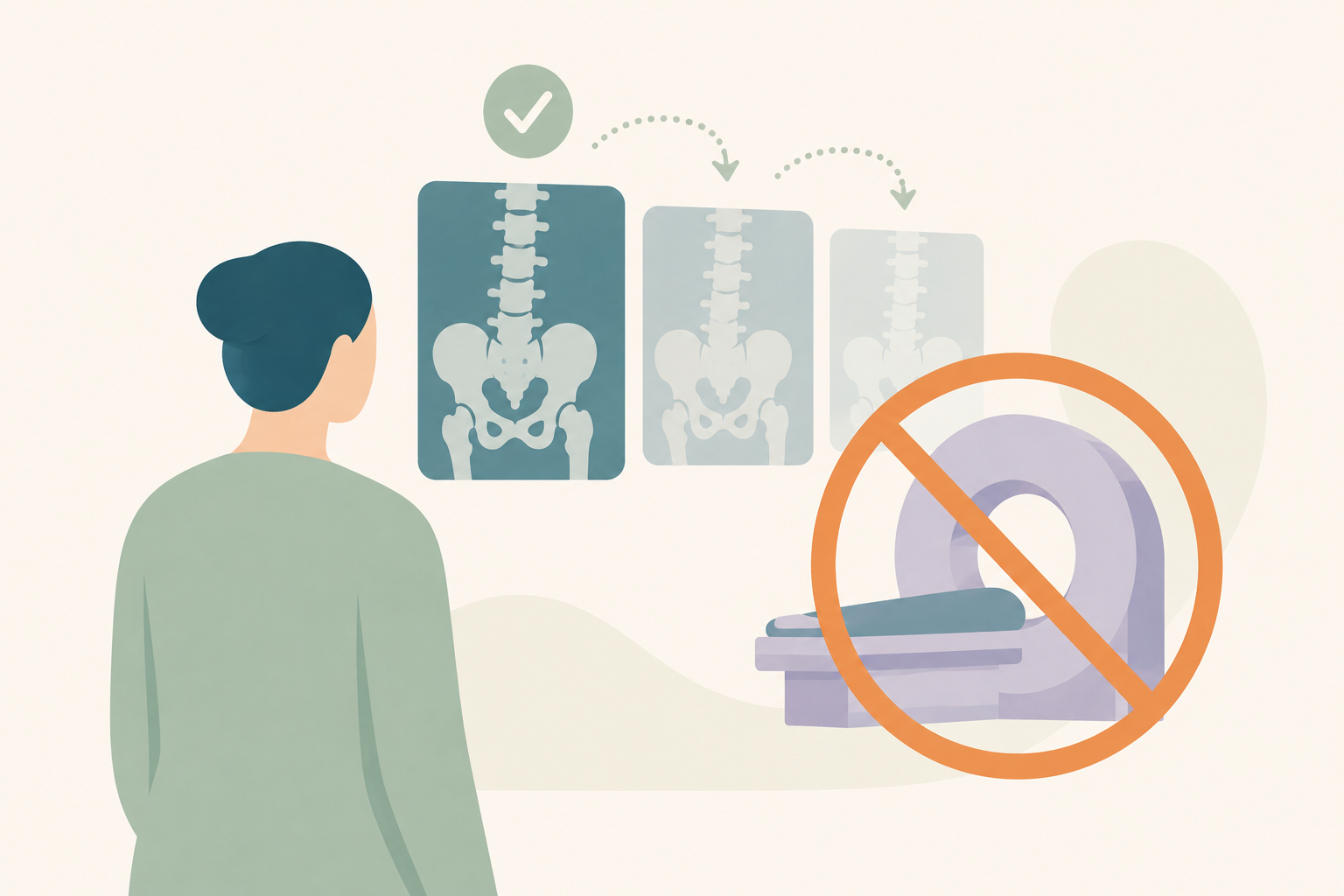 No solicitar o repetir pruebas de imagen en pacientes con dolor crónico si no existen signos de alarma o cambios en la patología